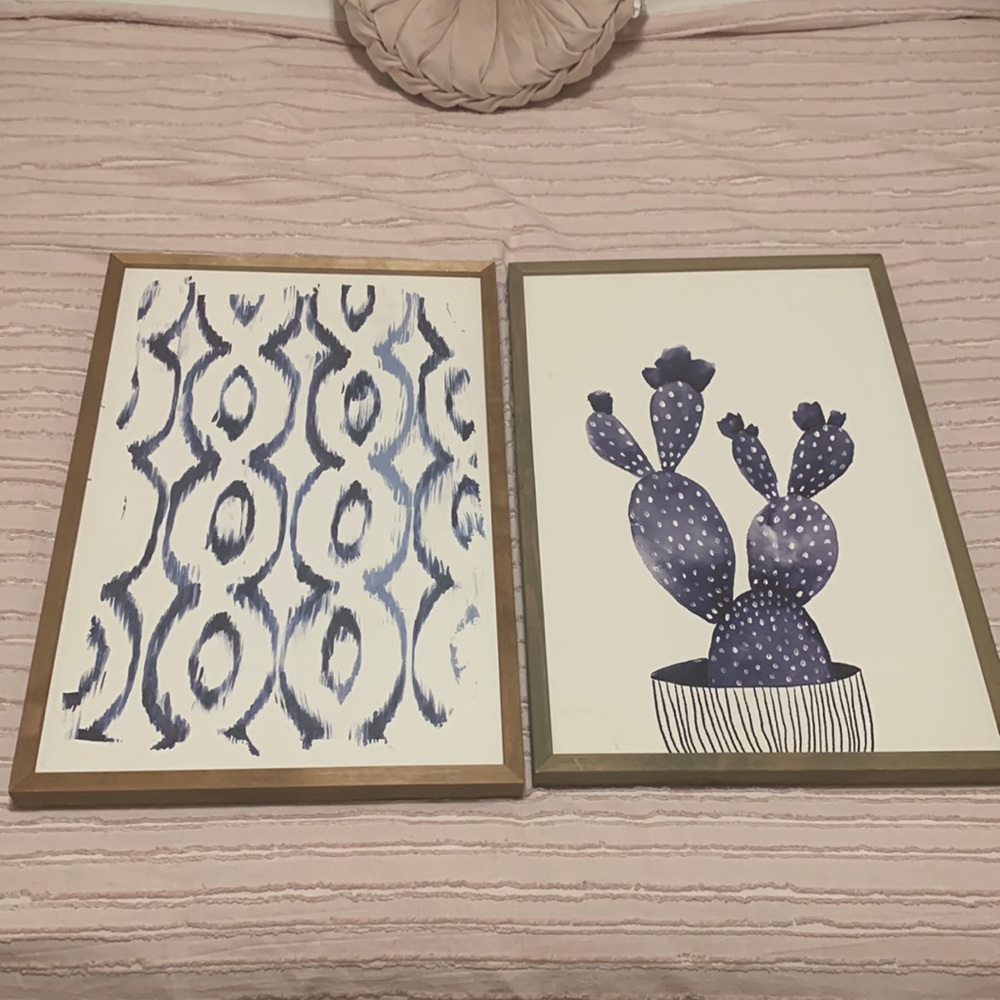 Set of Navy and White wall pictures